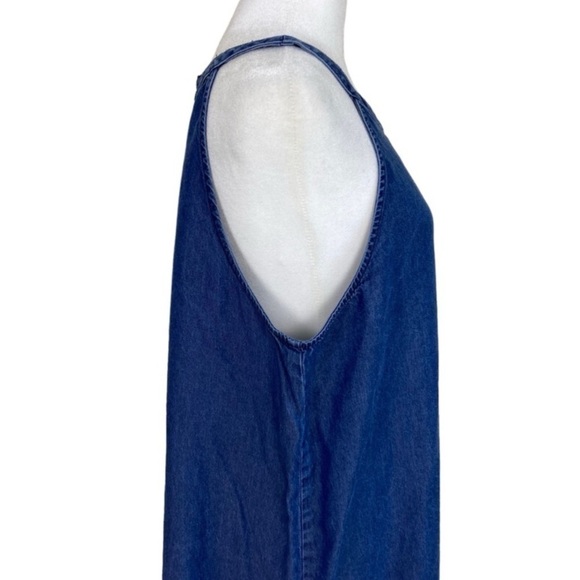 Splendid Dark Wash Chambray Halter Neck Shift Dress A-line Knee Length Sz XL - Picture 2 of 14